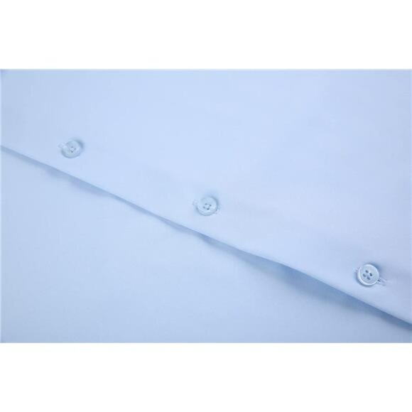 Men's Blue Polo Dress Shirts Regular Fit Long Sleeve Stretch Business‎ T-shirt - Picture 4 of 4